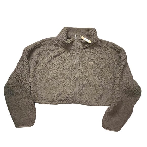SKIMS 3X Teddy High Pile Fleece Crop Zip Jacket in Desert NWT MSRP $88 - Picture 1 of 6
